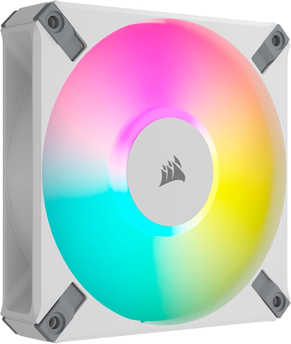 Corsair iCUE AF120 RGB Elite 120mm PWM Fan White Eight RGB LEDs AirGuide