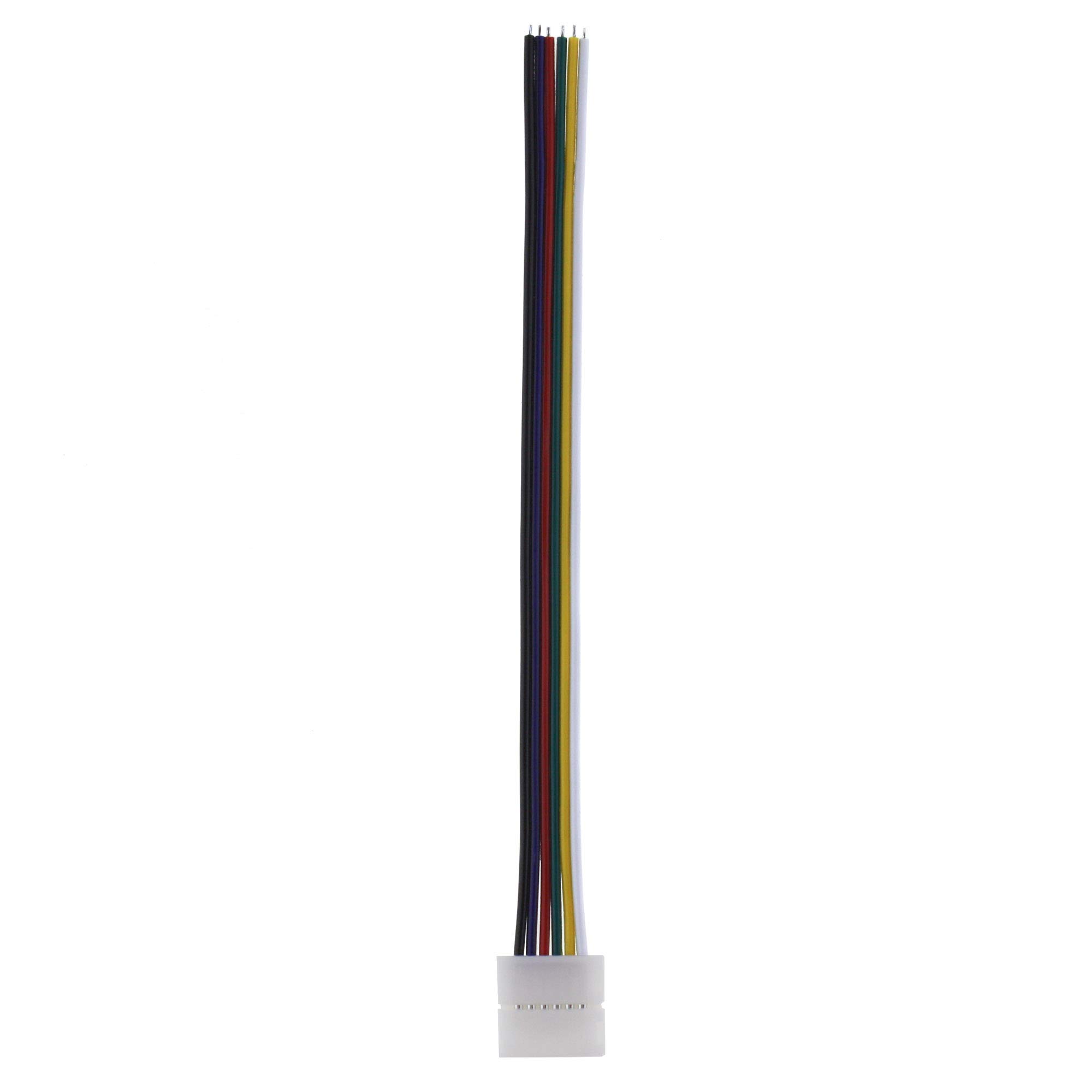 SeKi RGB + Cct Connector 15 cm on Open Cable End, Clip Connector for 12 mm LED Strips, 6-Pin Black