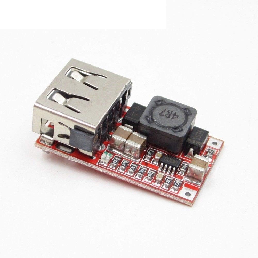 TECNOIOT 5pcs 6-24V 24V 12V to 5V USB Step Down Module DC-DC Converter, Red - Image 4
