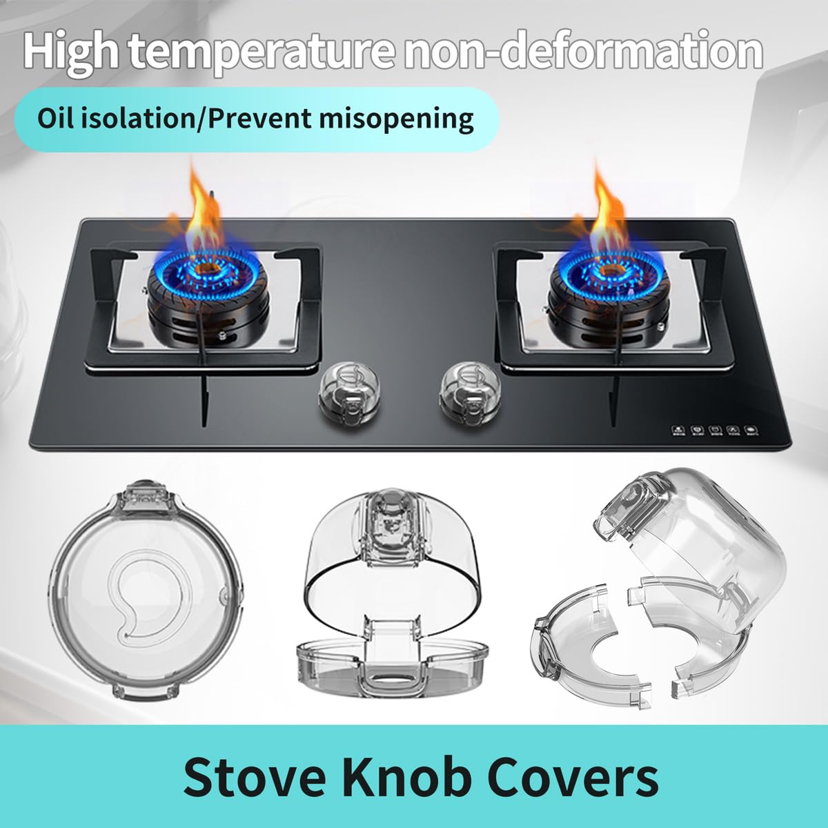 Stove knob Safety Covers (5-Pack) - Child Proof Gas Stove Knob Locks, Baby Proofing Safety Covers for Gas Stoves & Ovens, Heat Resistant & Durable, Easy to Install, Transparent