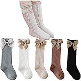 TIBE PINCESS Baby Girls knee high socks Toddler Bow Mesh Breathable Dress Socks Kids Cotton Tube Uniform Stockings