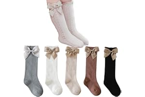 TIBE PINCESS Baby Girls knee high socks Toddler Bow Mesh Breathable Dress Socks Kids Cotton Tube Uniform Stockings