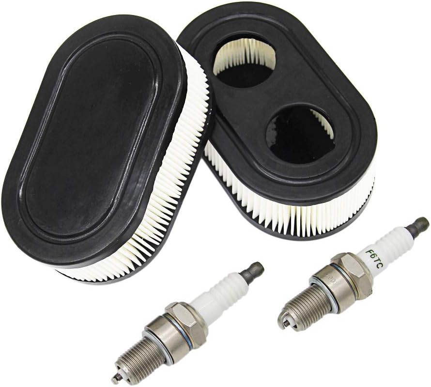 SWNKDG 2ST Air Cleaner + Spark Plugs for Briggs & Stratton Engines 550E 550EX Eco-Plus 575EX Series Replaces 798339 798452 593260 093000er 09P0000 Engine 4247 5432 5432K