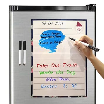 Pizarra blanca magnética de borrado en seco para nevera, pizarra ...