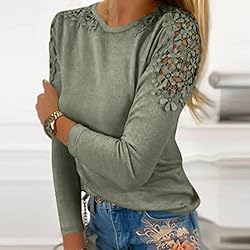 iPOGP Women's Round Neck Solid Color Hollow