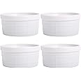 Home Essentials 15307 Fiddle and Fern Gridline White Ramekins Set of 4, 4 Ounce