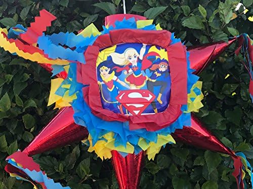 PINATA DC Super Hero Girls /Piñata Hand Crafted 26"x26"x12"[Holds 2-3 Lb. Of Candy][For Any Occasion][Supergirl,Wonder women, Batgirl]