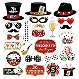 LJCL 25Pcs Casino Photo Booth Props with Stick, Las