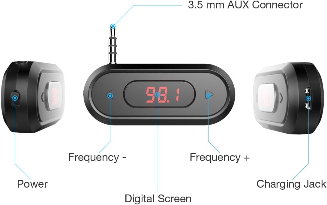 FM Transmitter, Doosl Universal Wireless in-Car Radio Adapter FM Modulator Music Player & Hands-Free Calls for iPhone, Android