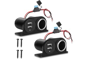 GIBBAB 1PCS Dual USB Outlet Cigarette Lighter Socket Splitter with Blade Fuse, 12V 4.2A Car Charger Power Adapter Replacement Waterproof Plug Female 21W for RV Marine Boat Motorcycle Truck ATV UTV Van etc