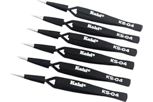 HENGTIANMEI Kaisi 6 PCS Cross Locking Tweezers Set, Anti-Static Stainless Steel Tweezers Set for Craft, Jewelry, Electronics, Laboratory Work