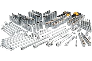 DEWALT Mechanics Tools Kit and Socket Set, 204-Piece Dewalt Tool Set , 1/4" & 3/8" & 1/2" Drive, Metric/ SAE Deep and Shallow Sockets, 3/8" Hex Bits, Torx Bits, Spark Plugs, Wrenches (DWMT72165)