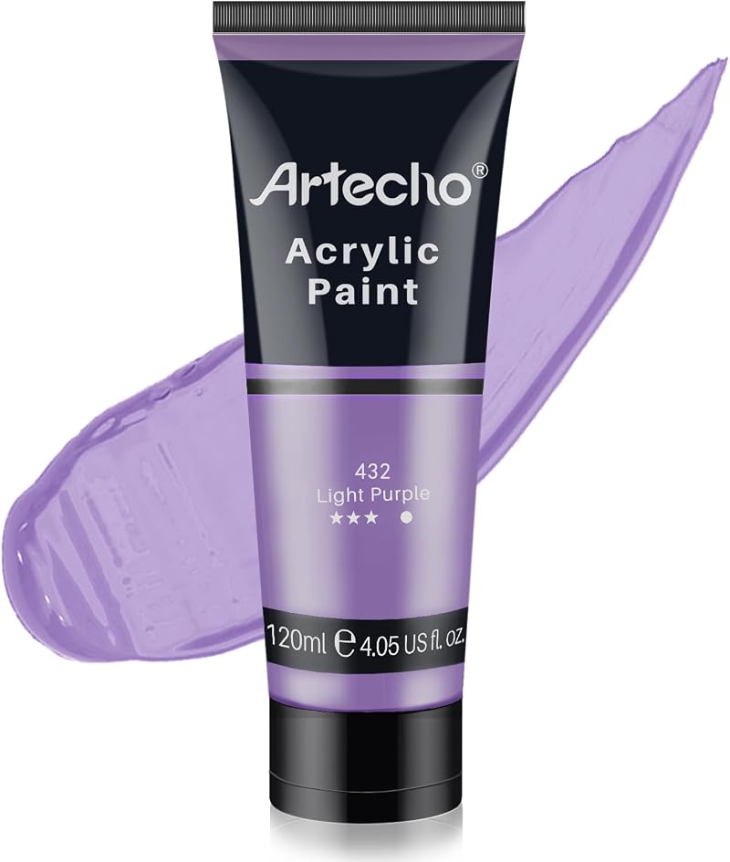 Artecho Light Purple Acrylic Paint 120ml Tubes for Canvas Rock Wood Fabric
