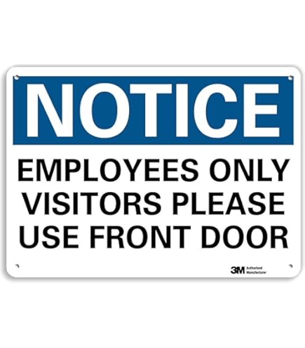 SmartSign "Notice - Employees Only" Label - 7x10 Inch 3M Reflective Sign