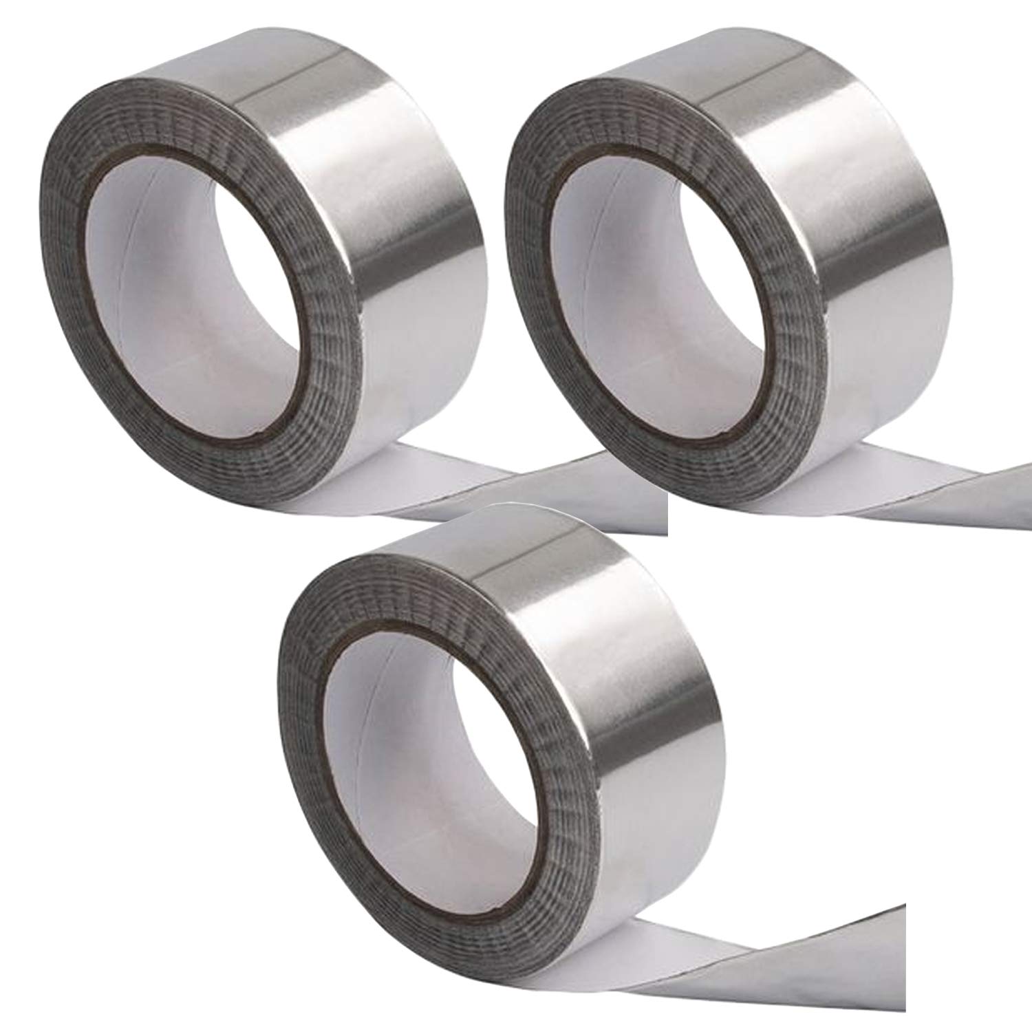Cosyspace 48mm x 50m Aluminum Foil Tape | Conductive, High Temp Heat-Resistant Foiled Tape Rolls for HVAC Repair, Ducts, Insulation, Dryers, Jewelry Making & Crafts (3 Pack)