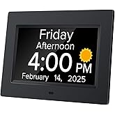 Mitoart Digital Alarm Clock with Date and Day of Week for Dementia Seniors, Voice Announcement Time, Multiple Alarm Sets, Auto DST, Gifts for Elderly People with Dementia - Black
