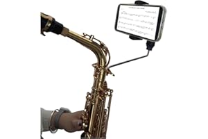 U ANNPER Alto Saxophone Phone Holder, Adjustable Lyre Mount with 4 x 4mm Square Socket, 9cm Max Opening, Compatible with Smartphones for Practice & Performance, Sheet Music Viewing for Musicians on the Move