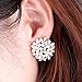 Ownsig Lady Charming Bloomy Four Leaf Clover Flowers Rhinestone Ear Stud Earrings Pink