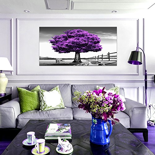 Wall Art for living Room Landscape Purple Tree Canvas Wall Decor 1