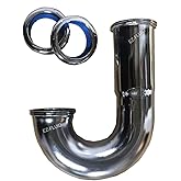 EZ-Fluid 1-1/2" Heavy Duty 17 Gauge High Profile Sink Trap J Bend Thick Brass Tubular w/Brass Nuts, High Inlet J Shape for Si