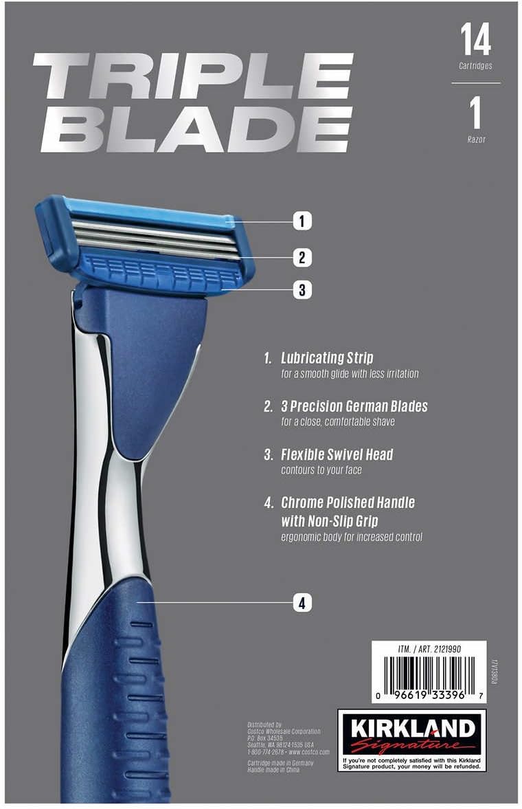 Kirkland Signature Triple Blade Wet Shave Razor with 14 Blades BigaMart