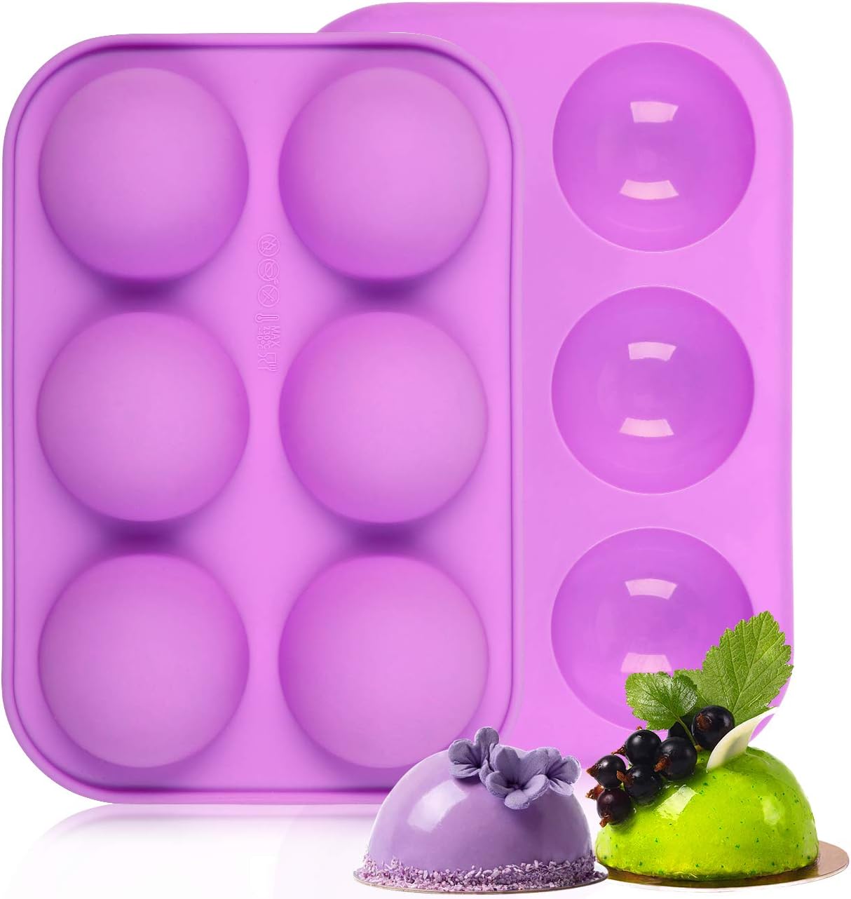 2 Packs Medium Semi Sphere Silicone Mold, Baking Mold for Making Hot Chocolate Bomb, Cake, Muffin, Jelly, Candy, Pudding, Dome Mousse, Handmade DIY Mold, 6 Holes Half Ball Sphere Silicone Cake Mold: Kitchen & Dining