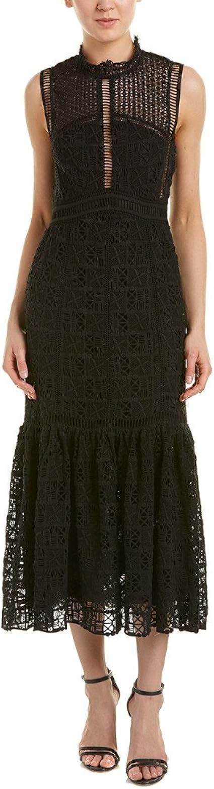 Amazon レベッカテイラーレースミディドレス カラー ブラック ワンピース チュニック 通販