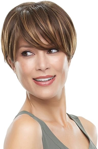 Kanuosi Short Straight Brown Wig With Bangs Short Cut Brown With