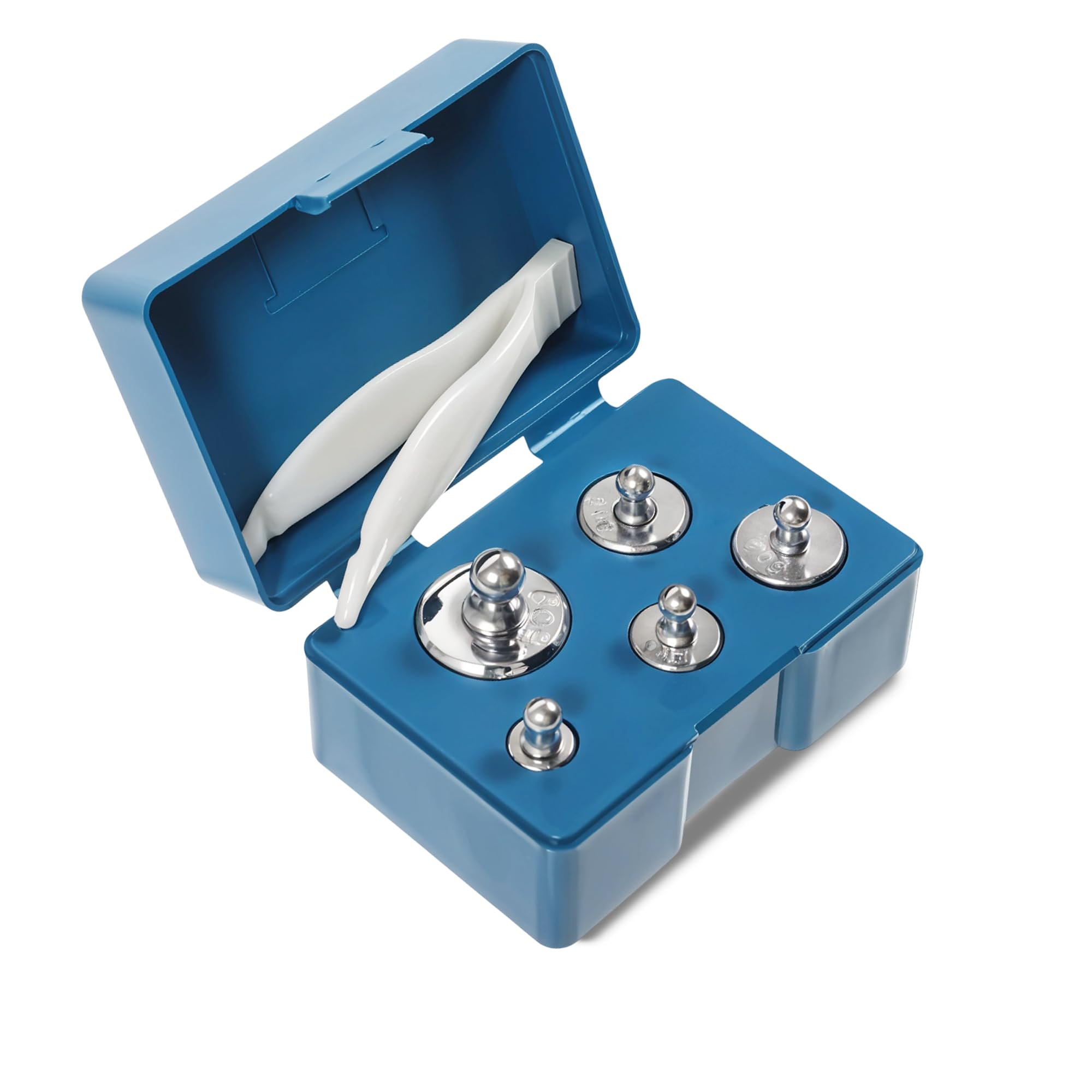 WedDecor 105g, 5-Pc Calibration Weight Set with Stainless Steel Weights & Tweezers for Digital Scales, Pocket Scales, Jewelry, Kitchen, and Science Labs - Chrome Plated Precise Calibration Weight Set