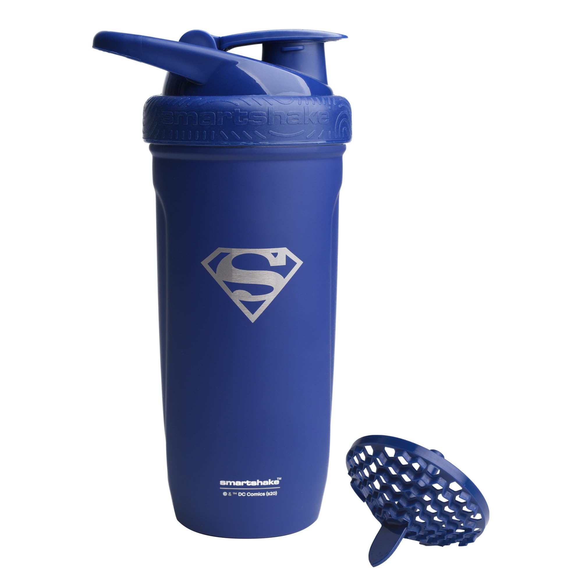 Smartshake Justice League Reforce Shaker Bottle 900ml, DC Comics Stainless Steel Protein Shaker Water Bottle, Leakproof Water Shaker Cup, Supplement Shaker for Sport & GYM, BPA-free, DC Superman