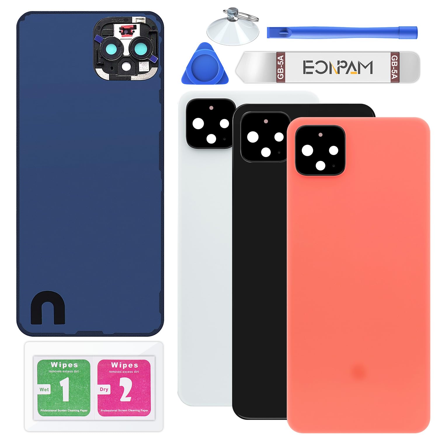 Eonpam Back Cover Glass for Google Pixel 4 XL Rear Glass Replacement with Camera Lens + Repair Kit Rear Housing (So Orange)