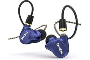 BASN Metalen 4 Drivers in-Ear Monitor Headphones, Noise Isolating IEMs with Deep Bass, for Musicians Singers Drummers Bassists(Sapphire Blue)
