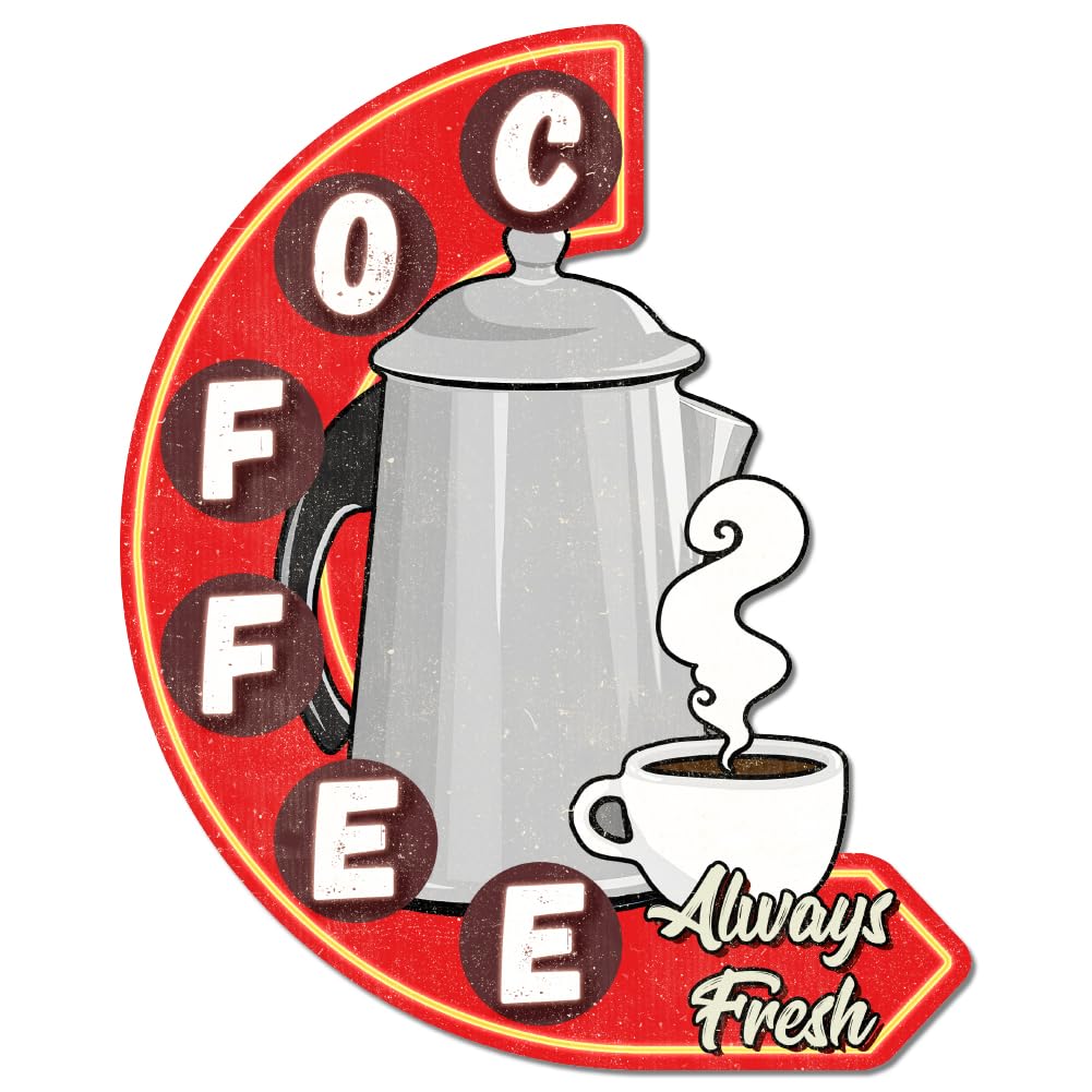 GLOBLELAND Coffee Cup Vintage Metal Tin Sign Retro Coffee Teapots Plaque Poster Metal Wall Decorative Tin Signs for Home Kitchen Restaurant Coffee Shop Club Bar Decoration