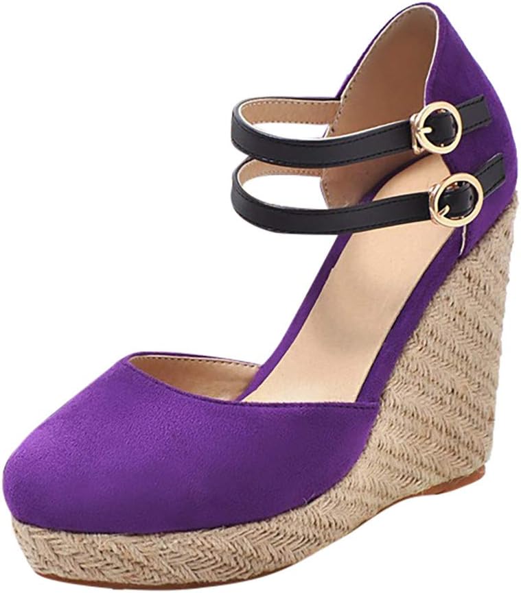 Women's Wedge Sandals Comfy High Heel Platform Shoes Ankle Strap Pointed Toe Ankle Strap Ladies Summer Beach Walking Shoes
