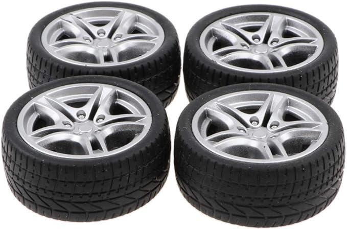 4 RC Auto Reifen 1:10 - Schwarze 5-Speichen Felgen Für Drift & Rennen