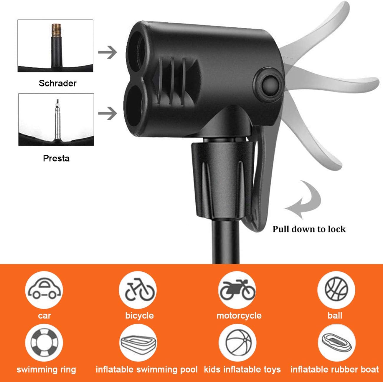 foolerba Bike Pump,Bike Tire Pump,Bicycle Hand Floor Pump With Gauge