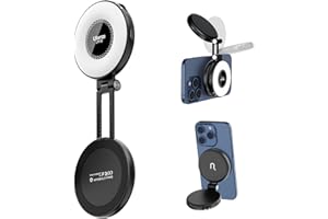 UURIG Fill Light for Magsafe LED Phone Light Attachment Selfie Ring Light Brightness Adjustable Compatible w Magsafe for iPhone Smartphone Vlogs/Photography/Video Conference Color Black