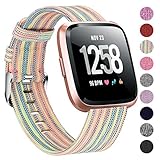 Welltin Bands Compatible with Fitbit Versa/Fitbit Versa 2/Fitbit Versa Lite for Women Men, Breathable Woven Fabric Strap, Quick Release, Adjustable Replacement Wristband for Fitbit Versa Smart Watch