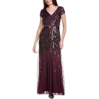 princess polly baby blue dress Adrianna Papell Women's Beaded V-Neck Long Dress main image 1
