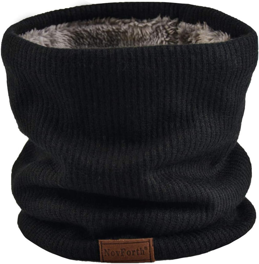 NovForth Winter Neck Warmer Fleece Lined Infinity Scarf Thicken Windproof and Dust Skiing Circle for mens women Double-Layer Fleece Lining Knit