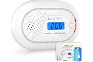 RUNIDUR Carbon Monoxide Detectors with 10-Year Battery, Digital LCD Display, LED Flashing Signal Lights Portable CO Monitor Alarm for Travel, RV, Home, and Depot (1 Pack)