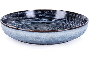 XIYOUQI Blue Decorative Bowl, 9.3in Hand Painted Navy Blue Ceramic Fruit Bowl for Kitchen Counter, Decorative Ceramic Bowl fo