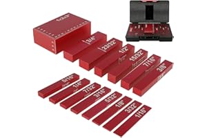 Abizarch 15pcs Gauge Block Set Aluminum Alloy Height Gauge Block High Precision Setup Bars Portable Testing Gauge Block Measuring Tool for Router and Table Saw Woodworking Accessories