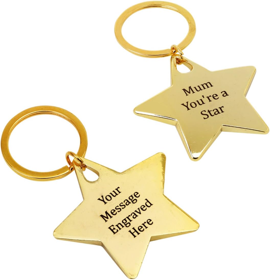 Metal Star Personalised Keyring; Available in 2 Colours (Gold)