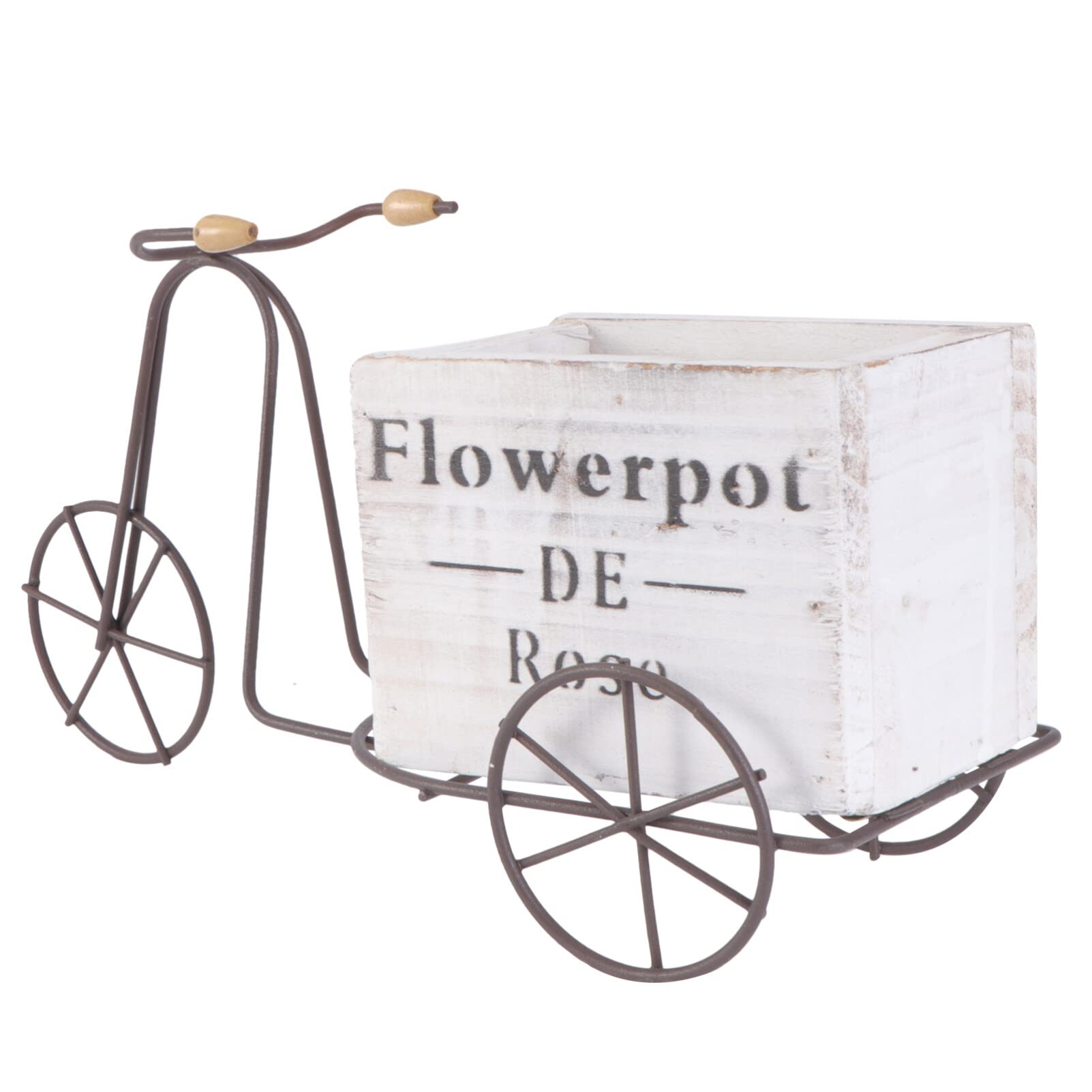 Cabilock Wooden Bicycle Ornament Planter Holder 9.4X3.5X3.1 Inch Indoor Outdoor Decorative Flower Box Wooden Ornaments for Garden