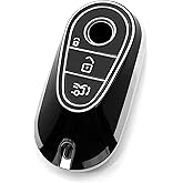 HAOYOUMEI Advanced soft TPU Key Cover is compatible with Mercedes Benz 2024-2025 E 2023-2025 SL CLE GLC 2022-2025 EQE EQS S C Series key (Black Key Case)