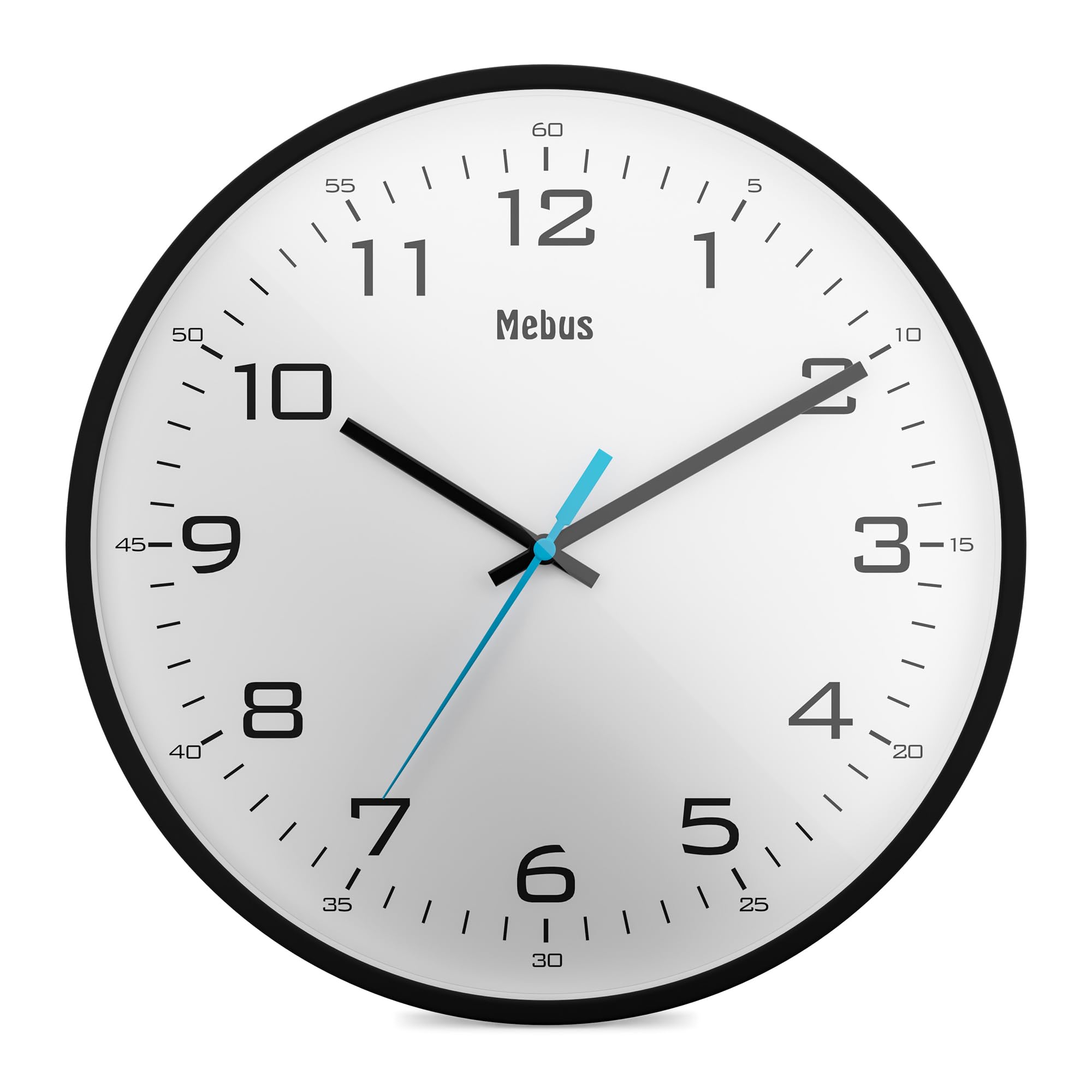 Mebus Analogue Quartz Wall Clock Classic Design Large Numbers 30 cm Diameter Black/White Model: 16247 — image 1