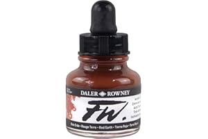 DALER ROWNEY Daler-Rowney FW Acrylic Ink Bottle Red Earth - Versatile Acrylic Drawing Ink for Artists and Students - Permanent Calligraphy Ink - Archival Ink for Illustrating and More