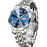 OLEVS Mens Watches Large Face Watch for Men Casual Stainless Steel Diamond Analog Quartz Waterproof Date Dress Men's Wrist Watch…