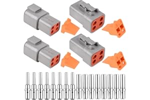 JRready ST6245 DTP 4 Pin Connector Kit Gray Waterproof Electrical Wire Connector with Size 12 Solid Contact 14-12 AWG,2 Sets